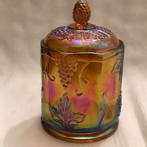 Vintage Indiana Glass Iridescent Canister